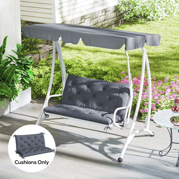 Porch Swing Cushion Garden Bench Cushion with Backrest, Non-Slip 2-seater Soft Pad, Swing Chair Mat Replacement for Indoor and Outdoor, 39.4" x 38.6", Dark Grey
