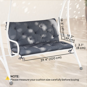 Porch Swing Cushion Garden Bench Cushion with Backrest, Non-Slip 2-seater Soft Pad, Swing Chair Mat Replacement for Indoor and Outdoor, 39.4" x 38.6", Dark Grey