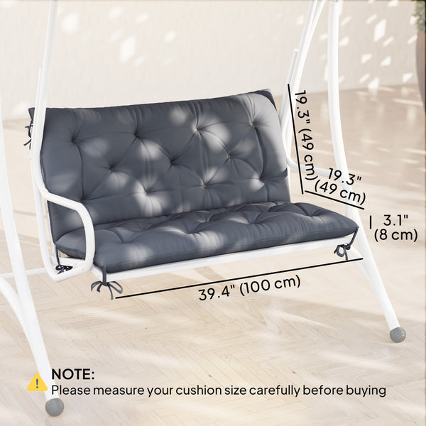 Porch Swing Cushion Garden Bench Cushion with Backrest, Non-Slip 2-seater Soft Pad, Swing Chair Mat Replacement for Indoor and Outdoor, 39.4" x 38.6", Dark Grey