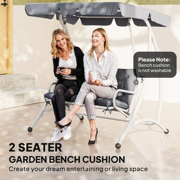 Porch Swing Cushion Garden Bench Cushion with Backrest, Non-Slip 2-seater Soft Pad, Swing Chair Mat Replacement for Indoor and Outdoor, 39.4" x 38.6", Dark Grey