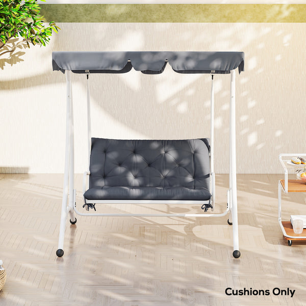 Porch Swing Cushion Garden Bench Cushion with Backrest, Non-Slip 2-seater Soft Pad, Swing Chair Mat Replacement for Indoor and Outdoor, 39.4" x 38.6", Dark Grey