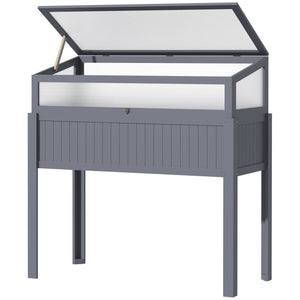 Raised Garden Bed 2-IN-1 Wood Cold Frame Greenhouse with Elevated Garden Box, Openable Top for Flowers, Vegetables, Plants, Grey