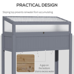 Raised Garden Bed 2-IN-1 Wood Cold Frame Greenhouse with Elevated Garden Box, Openable Top for Flowers, Vegetables, Plants, Grey