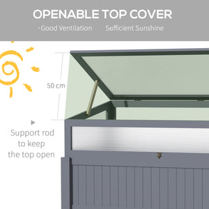 Raised Garden Bed 2-IN-1 Wood Cold Frame Greenhouse with Elevated Garden Box, Openable Top for Flowers, Vegetables, Plants, Grey