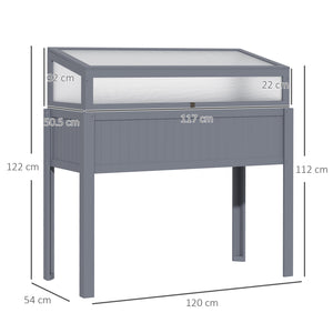 Raised Garden Bed 2-IN-1 Wood Cold Frame Greenhouse with Elevated Garden Box, Openable Top for Flowers, Vegetables, Plants, Grey