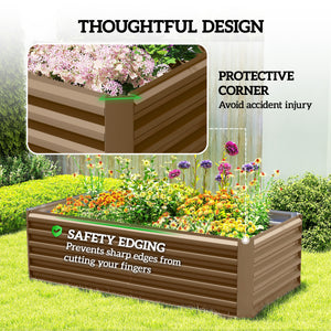 Galvanized Raised Garden Bed, 6' x 3' x 2' Outdoor Metal Planter Box, Standing Raised Bed for Growing Flowers, Herbs and Vegetables, Brown