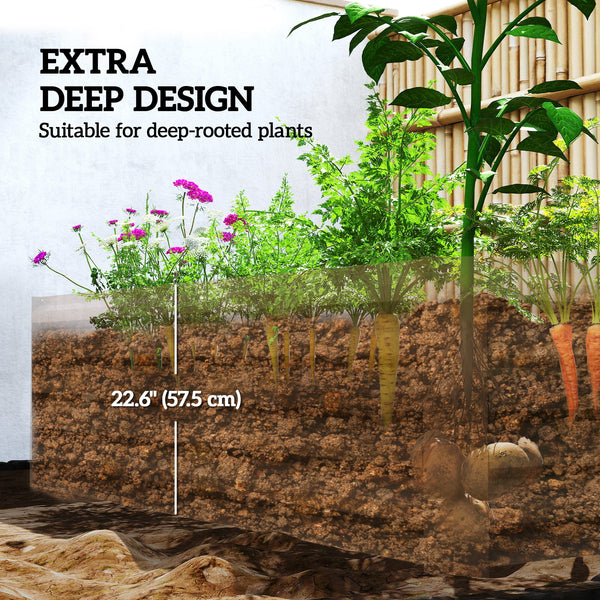 Galvanized Raised Garden Bed, 6' x 3' x 2' Outdoor Metal Planter Box, Standing Raised Bed for Growing Flowers, Herbs and Vegetables, Brown