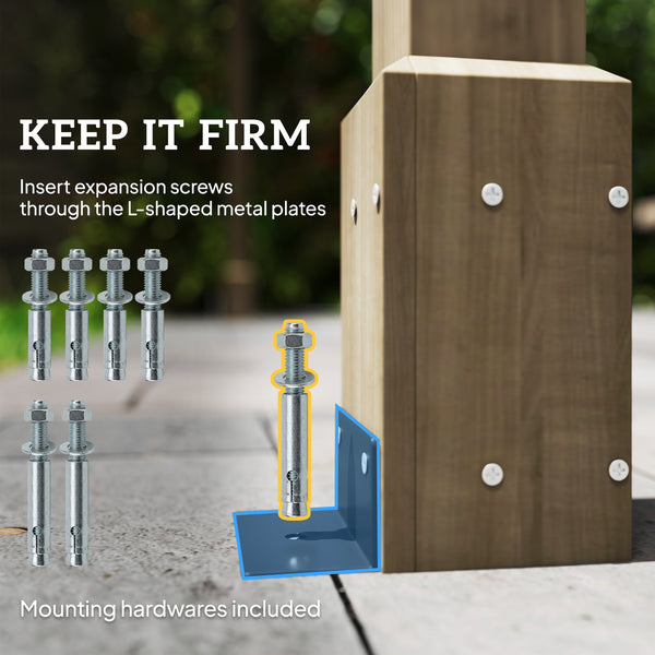 2.4 x 2.4m Lean-To Wooden Pergola Kit, Decorative Garden Gazebo with Stable Structure and Concrete Anchors, Grape Trellis for Climbing Vines, Flowers, Garden Patio, Light Brown