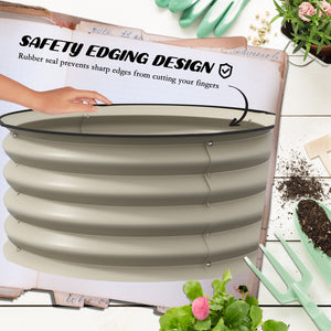 Outsunny Galvanized Raised Garden Bed Set of 2, Planters for Outdoor Plants with Safety Edging, Easy-to-assemble Stock Tanks for Growing Flowers, Herbs and Vegetables, 2' x 2' x 1', Cream White