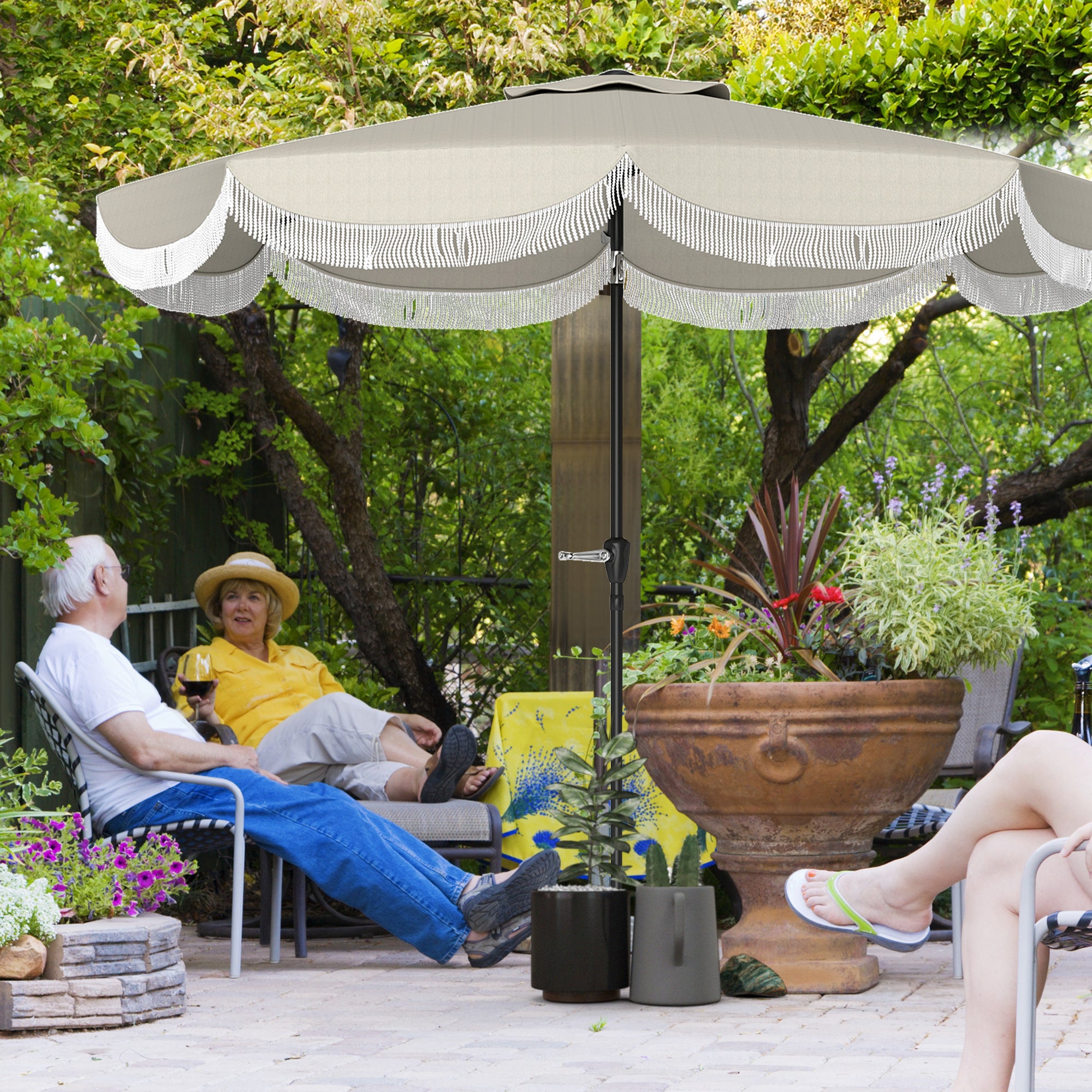 Outsunny 9FT Patio Umbrella, UPF 30+ Outdoor Market Umbrella with Crank, 8 Ribs, Push Button Tilt, Vented Patio Table Umbrella for Deck Backyard Lawn, Outsunny 9FT Patio Umbrella, UPF 30+ Outdoor Market Umbrella with Crank, 8 Ribs, Push Button Tilt, Vented Patio Table Umbrella for Deck Backyard Lawn,