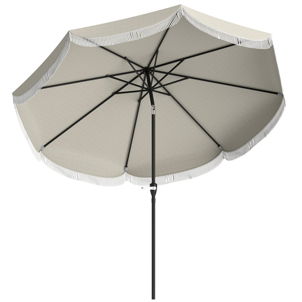 Outsunny 9FT Patio Umbrella, UPF 30+ Outdoor Market Umbrella with Crank, 8 Ribs, Push Button Tilt, Vented Patio Table Umbrella for Deck Backyard Lawn, Light Gray