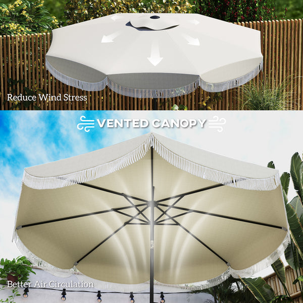 Outsunny 9FT Patio Umbrella, UPF 30+ Outdoor Market Umbrella with Crank, 8 Ribs, Push Button Tilt, Vented Patio Table Umbrella for Deck Backyard Lawn, Light Gray