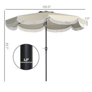 Outsunny 9FT Patio Umbrella, UPF 30+ Outdoor Market Umbrella with Crank, 8 Ribs, Push Button Tilt, Vented Patio Table Umbrella for Deck Backyard Lawn, Light Gray