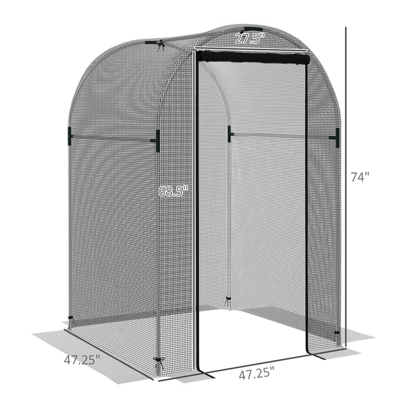 Outsunny 4' x 4' Crop Cage, Plant Protection Tent with Zippered Door and Galvanized Steel Frame, Fruit Cage Netting Cover for Garden, Yard, Lawn, Black