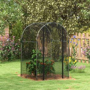 Outsunny 4' x 4' Crop Cage, Plant Protection Tent with Zippered Door and Galvanized Steel Frame, Fruit Cage Netting Cover for Garden, Yard, Lawn, Black