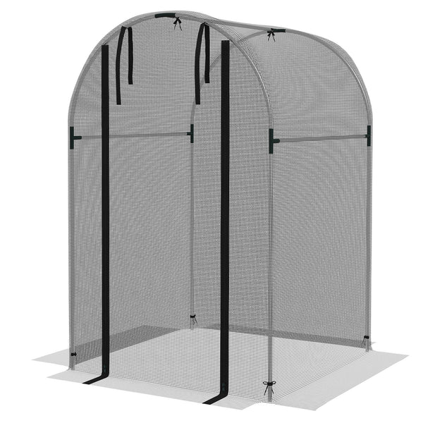 Outsunny 4' x 4' Crop Cage, Plant Protection Tent with Zippered Door and Galvanized Steel Frame, Fruit Cage Netting Cover for Garden, Yard, Lawn, Black