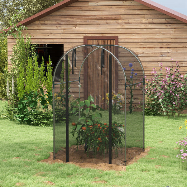 Outsunny 4' x 4' Crop Cage, Plant Protection Tent with Zippered Door and Galvanized Steel Frame, Fruit Cage Netting Cover for Garden, Yard, Lawn, Black