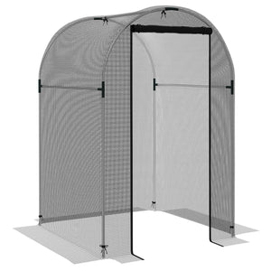 Outsunny 4' x 4' Crop Cage, Plant Protection Tent with Zippered Door and Galvanized Steel Frame, Fruit Cage Netting Cover for Garden, Yard, Lawn, Black