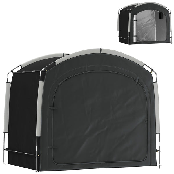 Bike Storage Tent, Portable Bicycle Storage Shed, Waterproof Outdoor Bike Cover with 210D Oxford Fabric and Carry Bag for 3-4 Bikes, Lawn Mower, Garden Tools, Black