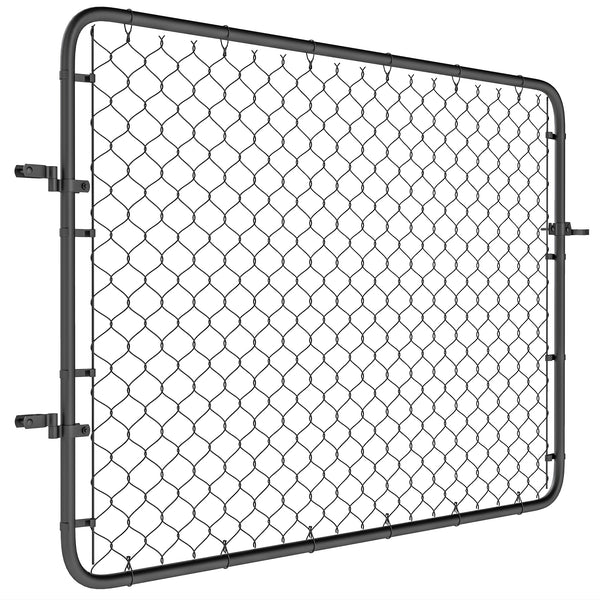 Garden Gate Chain Link Fence Gate, Galvanized Steel Garden Door for Yard Entrance Way, 26-71 in. W x 4 ft. H, Black