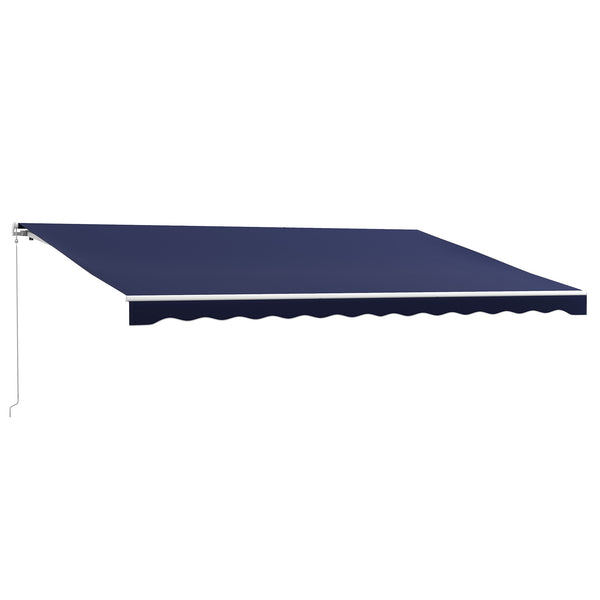 Outsunny 16' x 10' Electric Awning, Retractable Awning, UV Protection Sun Shade Shelter with Remote Controller and Manual Crank Handle for Deck, Balcony, Yard, Dark Blue