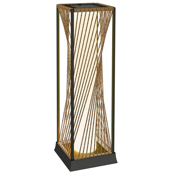 Garden Rattan Lamp, 77 cm Tall Solar Rattan Floor Lamp, Solar Garden Light with Auto On/Off LED Lights, IP44 Waterproof for Outdoor, Porch, Pathway, Terrace, Sand Brown