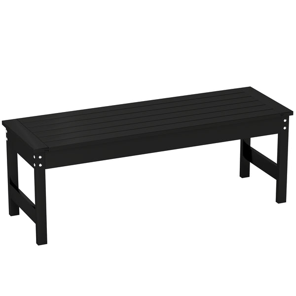 Outsunny 47" Outdoor Bench, 2-Person HDPE All-Weather Garden Bench Seat, Backless Patio Bench with Slatted Seat, Rot and Fade Resistant for Yard, Porch, Park, Black