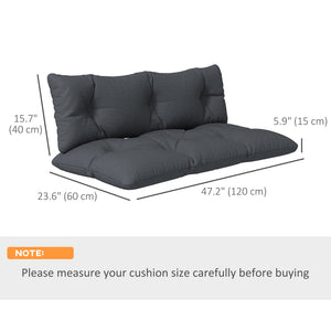 2 Seater 6" Thick Outdoor Seat Cushions with Back Cushion for Pallet, Loveseat Outdoor Furniture Cushions, Fade-Resistant Replacement Patio Cushions, Dark Grey