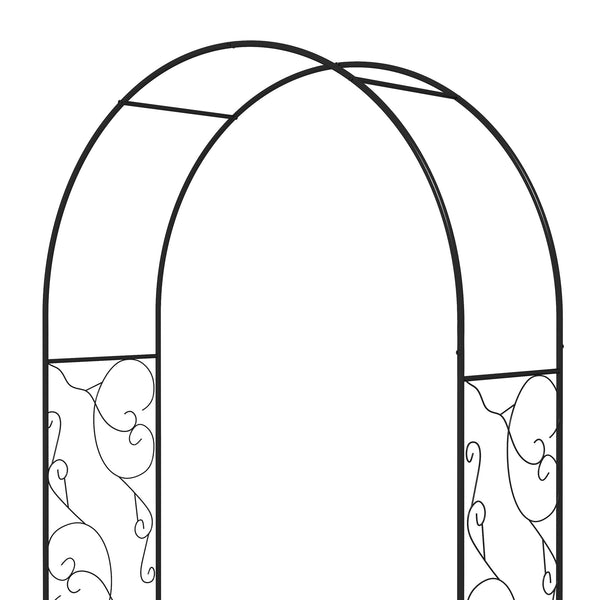 Outdoor Garden Arch with Double Gates, Metal Garden Arbor for Climbing Plants, Roses, Vines, Wedding Arch for Outdoor, 125L x 38W x 227H cm, Black