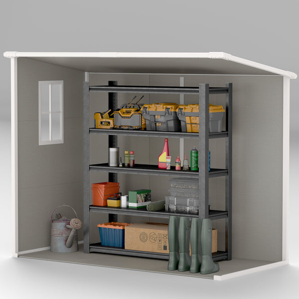 8' x 4' Outdoor Storage Shed, Resin Plastic Shed with Floor, Window, Lockable Doors and Vents, All-Weather Garden Shed for Backyard, Patio, Lawn, Light Grey