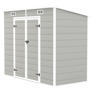 8' x 4' Outdoor Storage Shed, Resin Plastic Shed with Floor, Window, Lockable Doors and Vents, All-Weather Garden Shed for Backyard, Patio, Lawn, Light Grey
