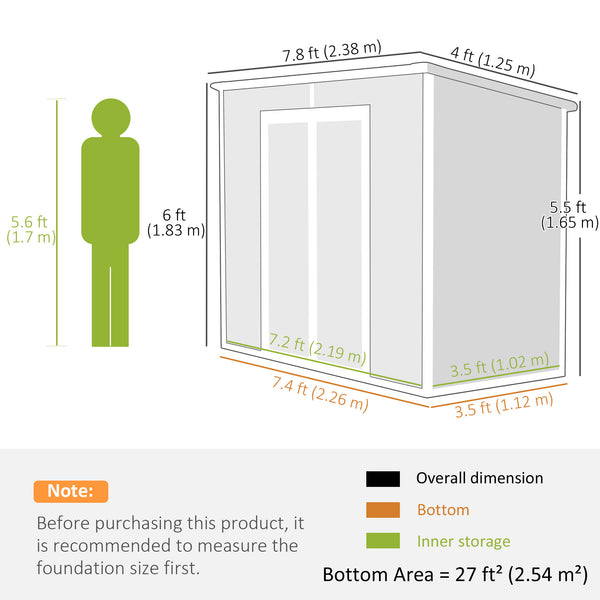 8' x 4' Outdoor Storage Shed, Resin Plastic Shed with Floor, Window, Lockable Doors and Vents, All-Weather Garden Shed for Backyard, Patio, Lawn, Light Grey