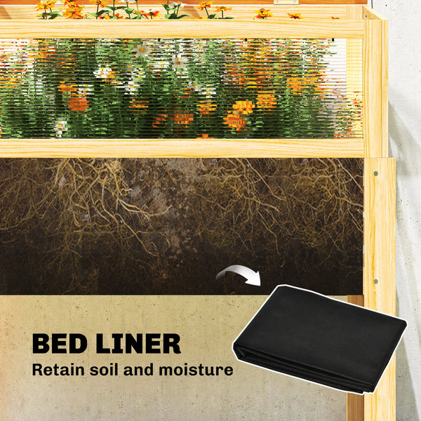 Wooden Raised Garden Bed with Detachable Greenhouse Top, Raised Garden Bed with Legs and Bed Liner, Elevated Planter Box for Flowers, Vegetables, Herbs, Natural