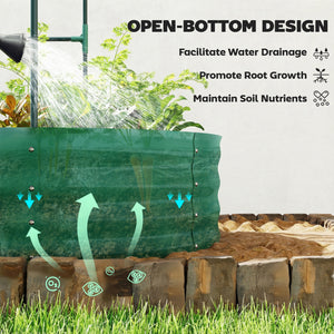 Galvanised Raised Garden Bed with Arched Trellis, 5 x 3 x 6ft Metal Outdoor Planter Box with Open Bottom Design, Modular Raised Bed with Gloves for Vegetable Flower, Easy Assembly, Green