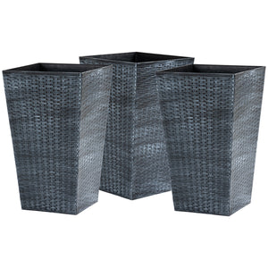 Set of 3 Tall Planters for Outdoor Plants with Drainage Hole, Indoor Outdoor Planter Flower Pot Set for Front Door, Entryway, Patio and Deck, Mixed Grey