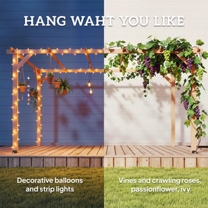 4 x 3 m Wooden Pergola Kit, Garden Pergola Gazebo Grape Trellis with Triangle Supports, 6 Crossing Beams for Climbing Vines, Flowers, Sun Shade Shelter for Grill, Patio, Maple Wood-effect