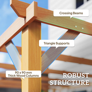 4 x 3 m Wooden Pergola Kit, Garden Pergola Gazebo Grape Trellis with Triangle Supports, 6 Crossing Beams for Climbing Vines, Flowers, Sun Shade Shelter for Grill, Patio, Maple Wood-effect