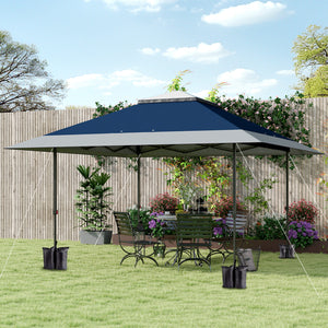 Outsunny 13' x 13' Pop Up Canopy Tent, UV50+ Instant Sun Shelter, Tents for Parties, Height Adjustable, with Wheeled Carry Bag and 4 Sand Bags for Outdoor, Garden, Patio, Navy Blue