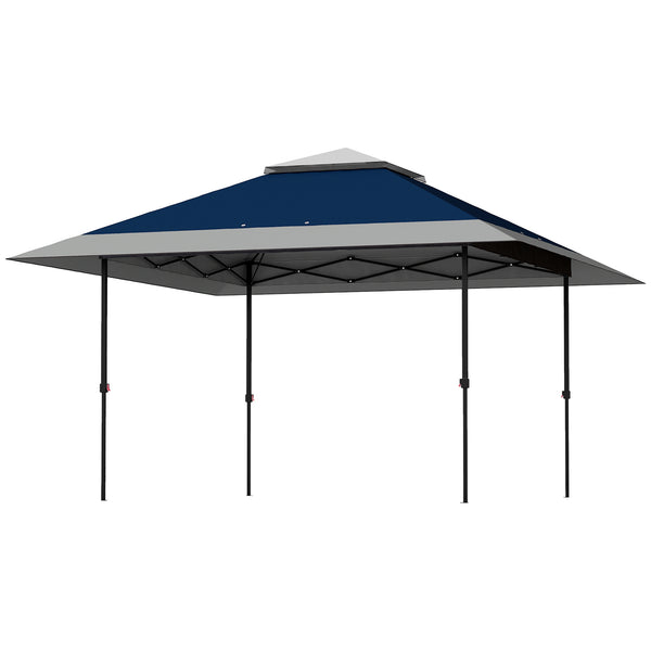 Outsunny 13' x 13' Pop Up Canopy Tent, UV50+ Instant Sun Shelter, Tents for Parties, Height Adjustable, with Wheeled Carry Bag and 4 Sand Bags for Outdoor, Garden, Patio, Navy Blue