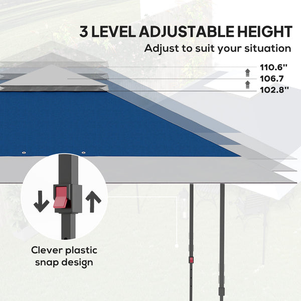 Outsunny 13' x 13' Pop Up Canopy Tent, UV50+ Instant Sun Shelter, Tents for Parties, Height Adjustable, with Wheeled Carry Bag and 4 Sand Bags for Outdoor, Garden, Patio, Navy Blue