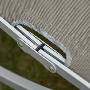 Set of 2 S-shaped Foldable Lounge Chair Sun Lounger Reclining Outdoor Chair for Patio Beach Garden, Light Grey