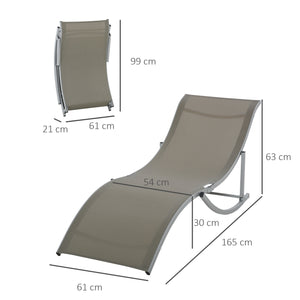 Set of 2 S-shaped Foldable Lounge Chair Sun Lounger Reclining Outdoor Chair for Patio Beach Garden, Light Grey