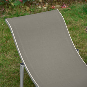 Set of 2 S-shaped Foldable Lounge Chair Sun Lounger Reclining Outdoor Chair for Patio Beach Garden, Light Grey