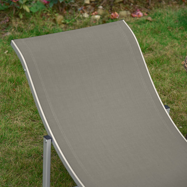 Set of 2 S-shaped Foldable Lounge Chair Sun Lounger Reclining Outdoor Chair for Patio Beach Garden, Light Grey
