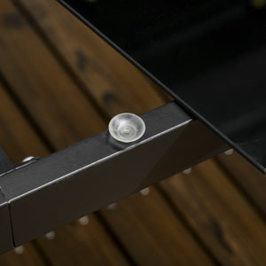 Rectangular Outdoor Dining Table for 8 People with Tempered Glass Top and Aluminum Frame, Black 70.9" x 31.5" x 28.3"