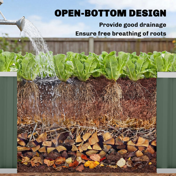 Galvanized Raised Garden Bed, 7' x 2' x 2' Deep Rot Planter Box with Gloves and Plant Labels, Metal Outdoor Garden Bed for Flowers, Herbs and Vegetables, Light Green