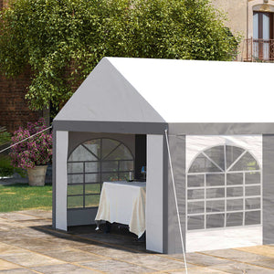 6 x 4m Galvanised Party Tent, Marquee Gazebo with Sides, Six Windows and Double Doors, for Parties, Wedding and Events