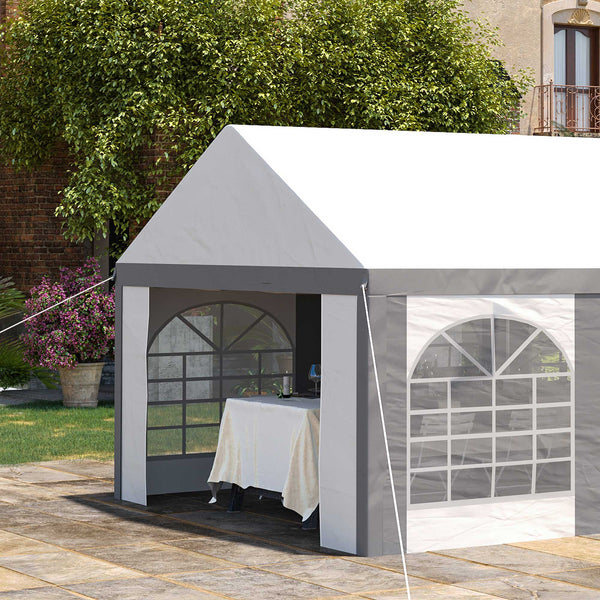 6 x 4m Galvanised Party Tent, Marquee Gazebo with Sides, Six Windows and Double Doors, for Parties, Wedding and Events