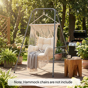 Hammock Chair Stand, Free Standing Heavy Duty Hanging Swing Chair with Anti-Slip Foot Pads, 2 Carabiners, for Relaxation, Indoor and Outdoor Use, Gray
