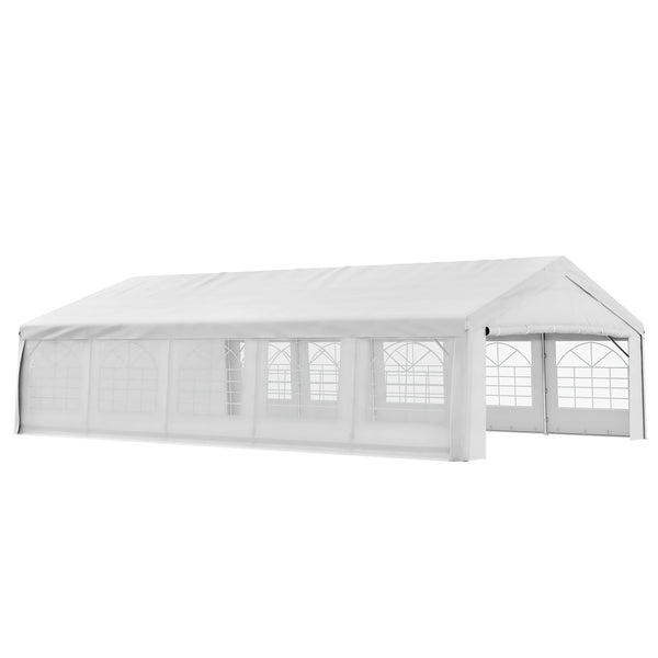 Outsunny 20' x 32' Heavy Duty Party Tent & Carport with Removable Sidewalls and Double Doors, Large Canopy Tent, Sun Shade Shelter, for Parties, Wedding, Outdoor Events, BBQ, White